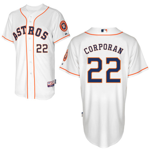 Carlos Corporan #22 MLB Jersey-Houston Astros Men's Authentic Home White Cool Base Baseball Jersey